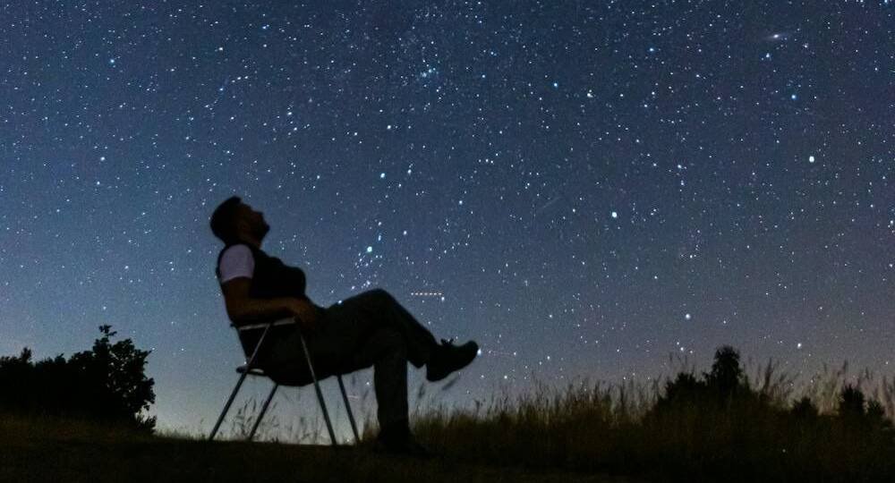 Stargazing under a clear night sky at The WildNest